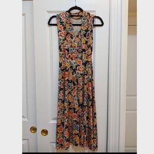 zara high neck floral midi dress